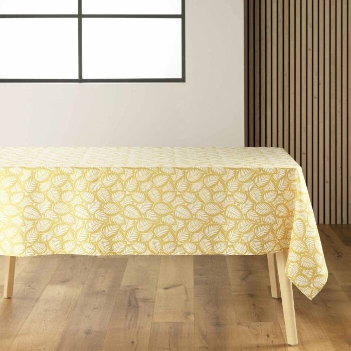 Nappe rectangle 140 x 240 cm microfibre imprimee divany Jaune