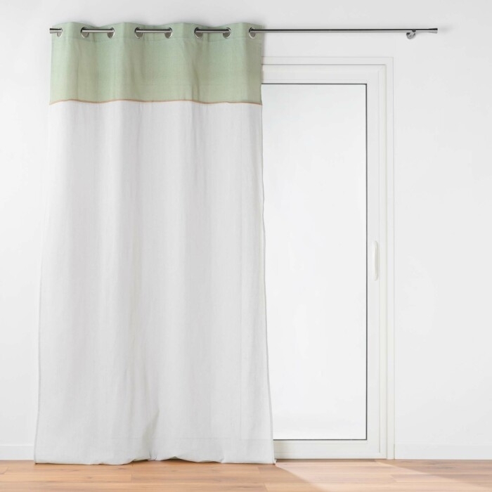 Voilage a oeillets 140 x 240 cm voile sablé + jute Janara Sauge