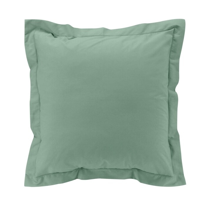 Taie d’oreiller 63 x 63 cm en percale Sauge – Volant plat & point bourdon