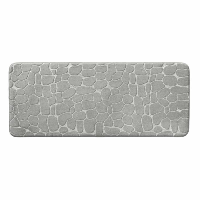 Tapis de Bain 50 x 120 cm – Microfibre Unie Relief Ricochet – Ultra Doux & AbsorbantGris Clair