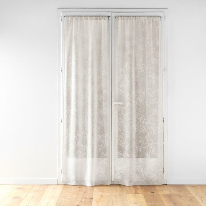 Paire droite passe tringle 2 x 70 x 240 cm voile tisse applique karla Taupe