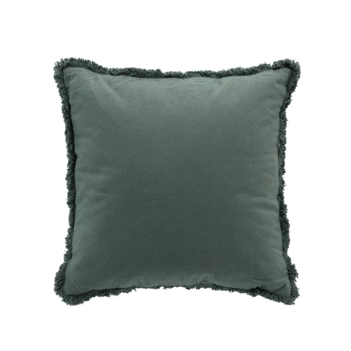 Coussin déhoussable à franges 45 x 45 cm coton Eve Verveine