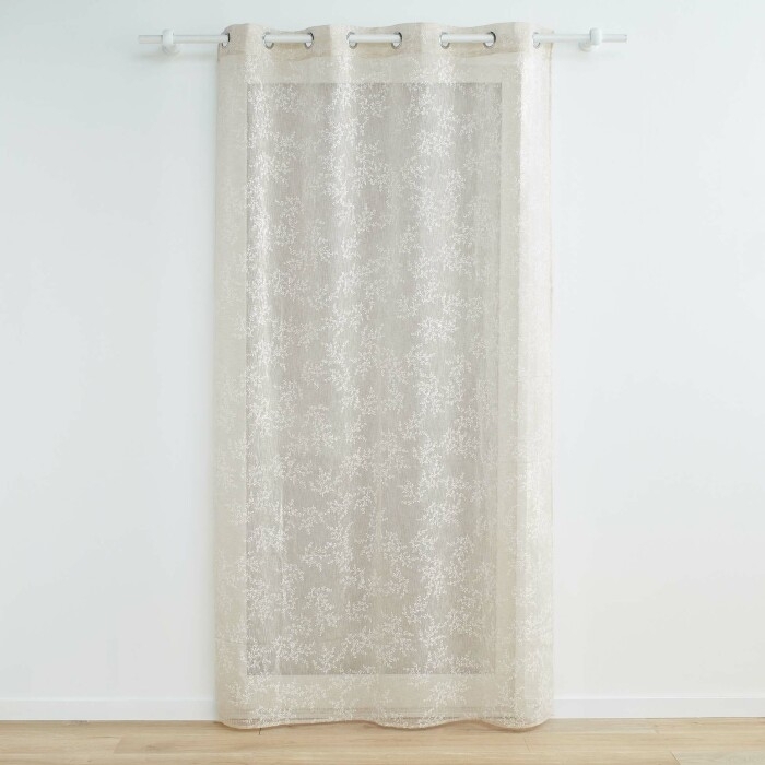 Panneau a oeillets 140 x 240 cm voile tisse applique karla Taupe