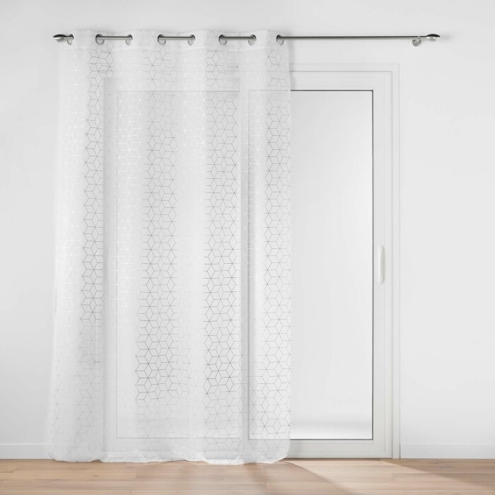 Voilage a oeillets 140 x 240 cm voile sablé  imprimé metallisé Milo Argent