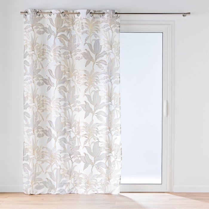 Voilage à Œillets 135 x 240 cm - Luminette Imprimé Métallisé Vayana Naturel