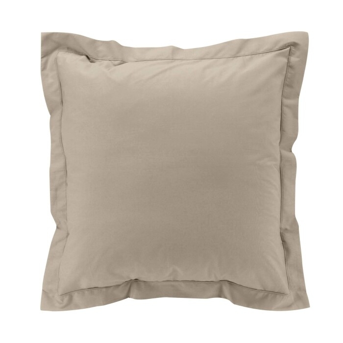 Taie d’oreiller 63 x 63 cm en percale Sable – Volant plat & point bourdon