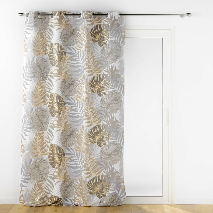 Rideau a oeillets 140 x 260 cm polyester imprime metallise Mogador