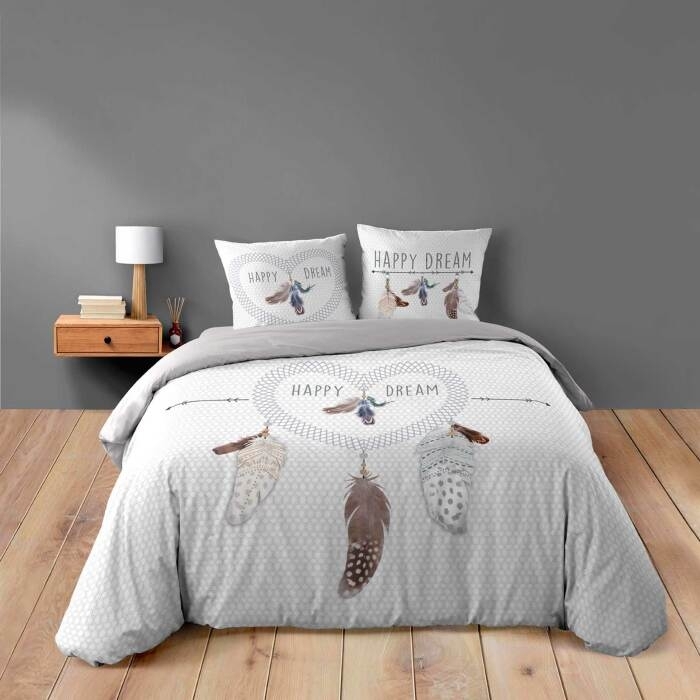 Housse de couette 240 x 220 cm coton 42 fils + 2 taies Happy dream