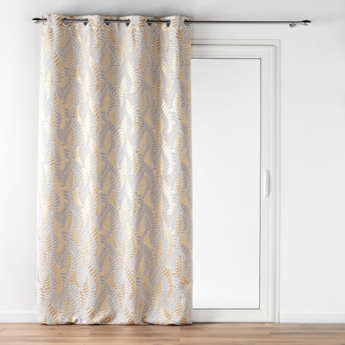 Rideau a oeillets 140 x 260 cm occultant Imprimé Métallisé Lyra Blanc