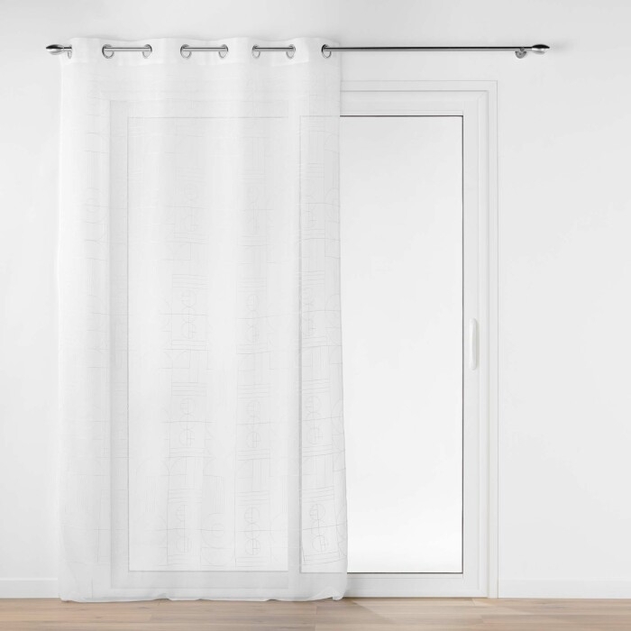 Voilage oeillets 140 x 240 cm voile sable brodé metallisé odessa Blanc