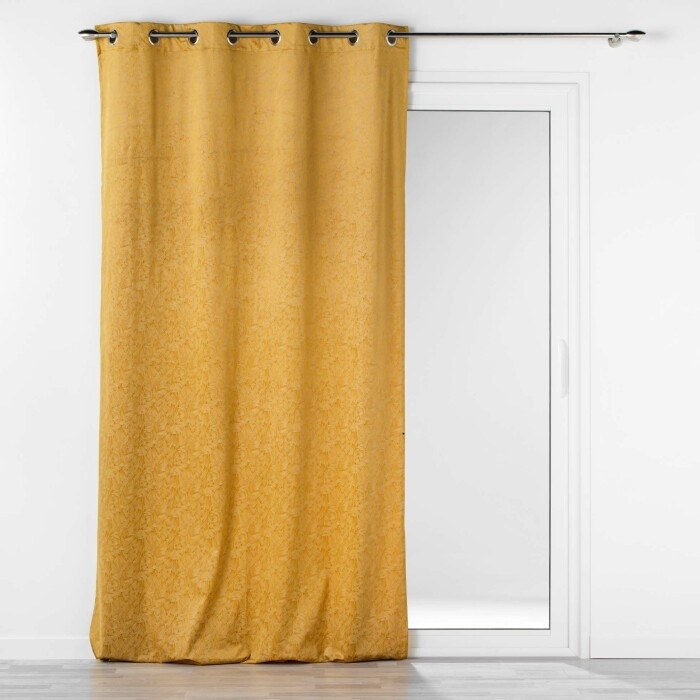 Rideau a oeillets 135 x 240 cm velours imprimé relief ton sur ton Aquarelle Jaune