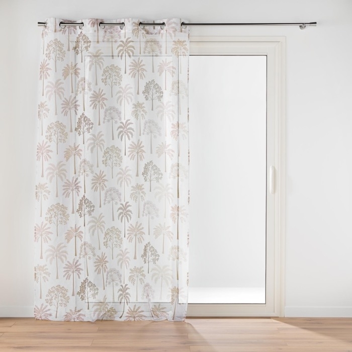 Voilage a oeillets 140 x 240 cm voile sable imprime Palmea Naturel