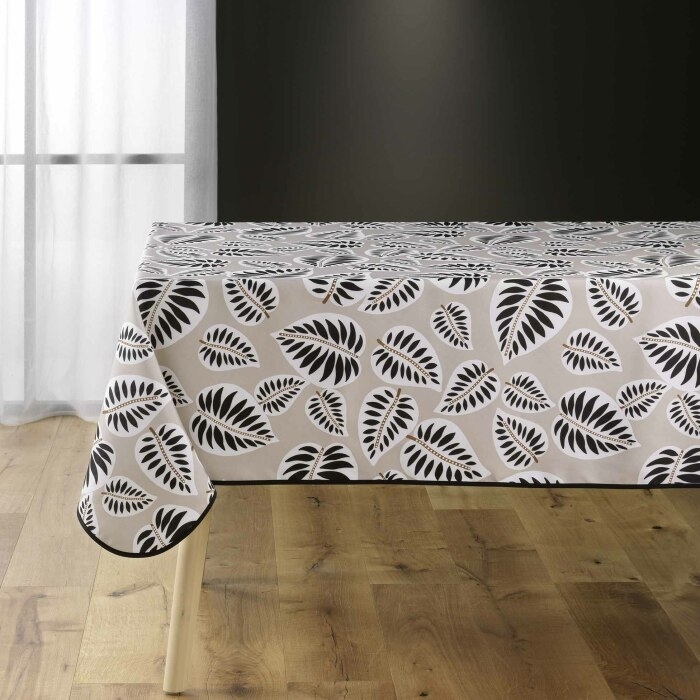 Nappe rectangle 150 x 240 cm polyester imprime Alma Noir