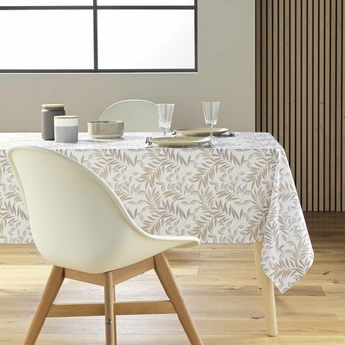 Nappe rectangle 145 x 240 cm polyester imprime nedelia Naturel
