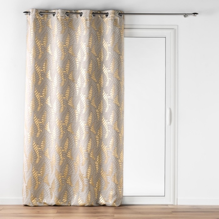 Rideau a oeillets 140 x 260 cm occultant Imprimé Métallisé  Lyra Taupe