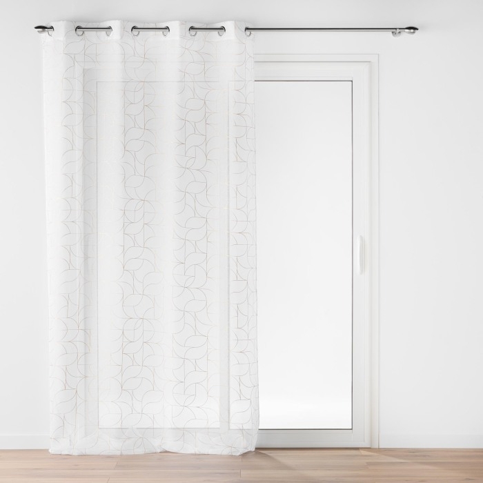 Voilage a oeillets 140 x 240 cm voile sable imprime metallise louxor Blanc