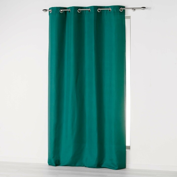 Rideau à œillets 140 x 280 cm en microfibre unie – Absolu Emeraude – Grande hauteur