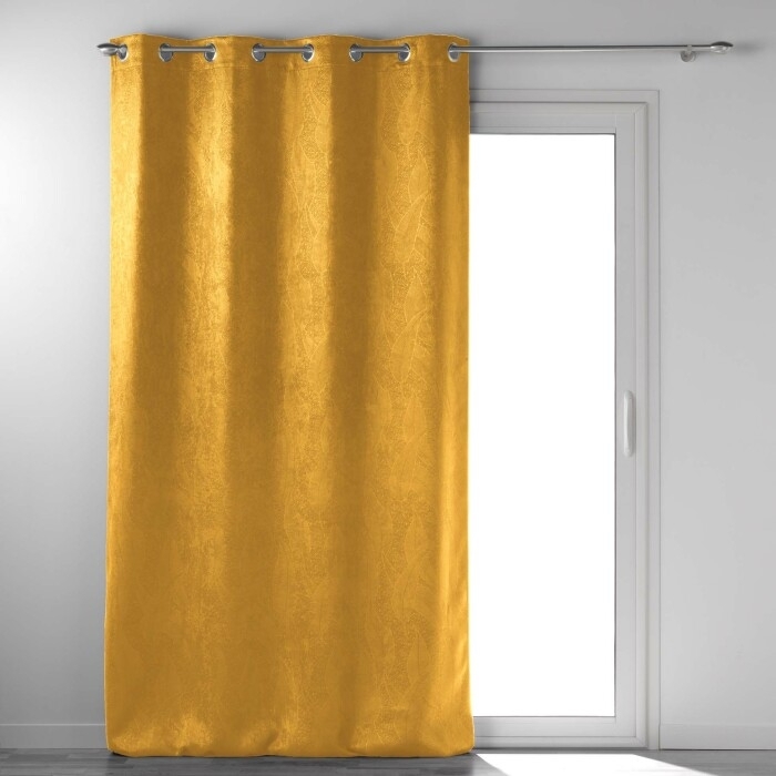 Rideau grande hauteur 135 x 280 cm occultant velours frappé Melodie Ocre