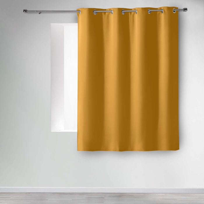Rideau occultant à œillets 135 x 180 cm – Uni Curry – Petite hauteur 