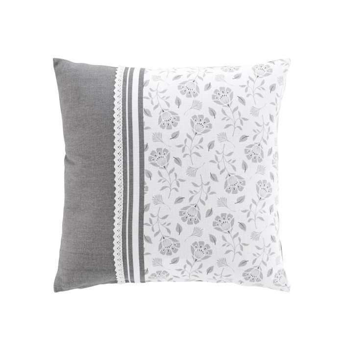 Coussin dehoussable 45 x 45 cm coton/polyester imp.+dentelle Flavie