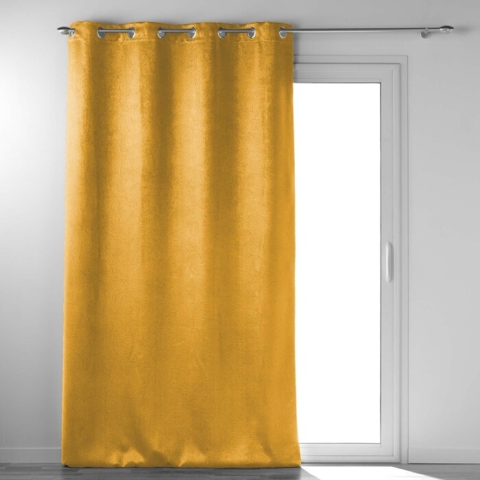 Rideau à œillets 135 x 240 cm – Occultant velours frappé Anthéa Ocre