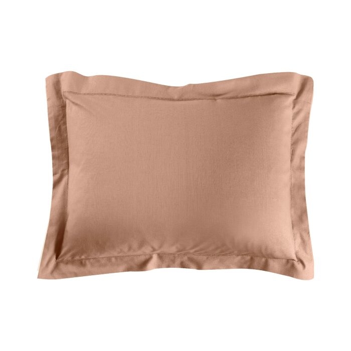 Taie d'oreiller 50 x 70 cm uni 57 fils lina +point bourdon Blush