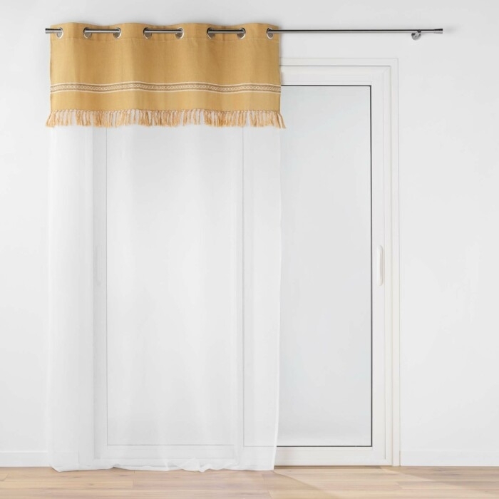 Voilage a oeillets 140 x 240 cm voile sablé + jute Janara Ocre