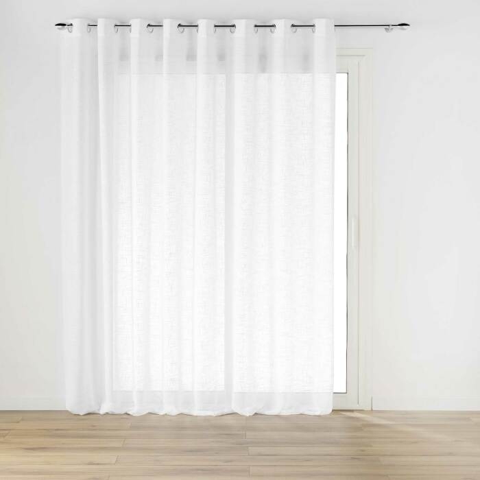 Voilage grande largeur a oeillets 300 x 240 cm effet lin tisse haltona Blanc