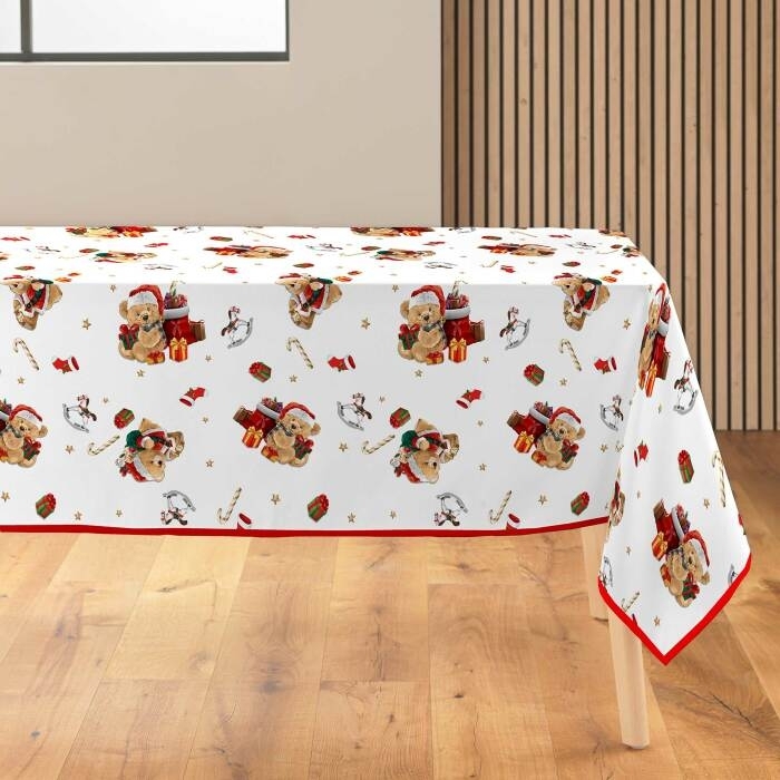 Nappe rectangle 150 x 300 cm polyester imprime oursons Sans
