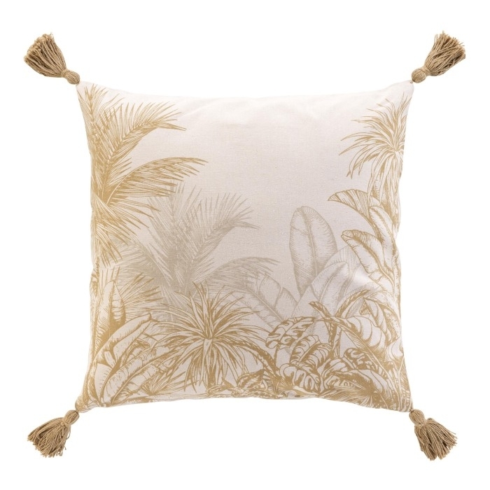Coussin dehous. compr. pompons 45 x 45 cm coton/polyester imprime dune des place Sans