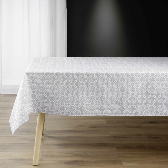 Nappe rectangle 140 x 240 cm polycoton imprime effet lin callis Sans