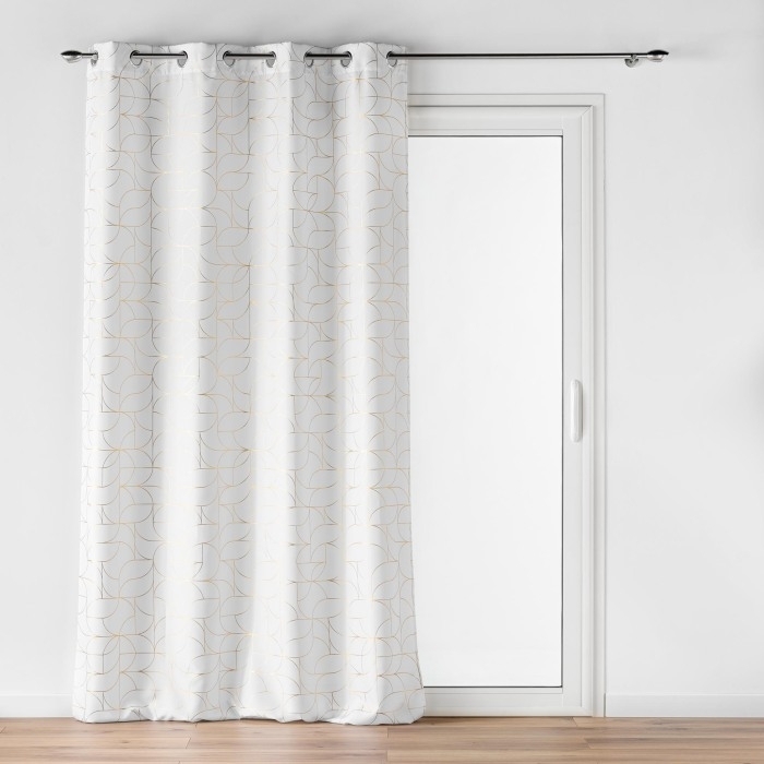 Rideau à Œillets 140 x 260 cm – Polyester Imprimé Métallisé – Louxor Blanc