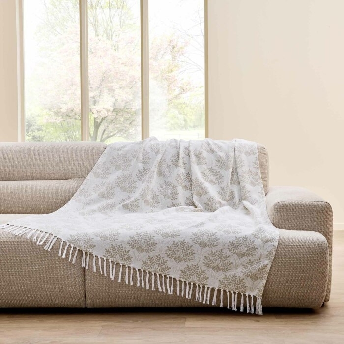 Plaid à franges 125 x 150 cm – Coton/Polyester Imprimé Métallisé Majestia