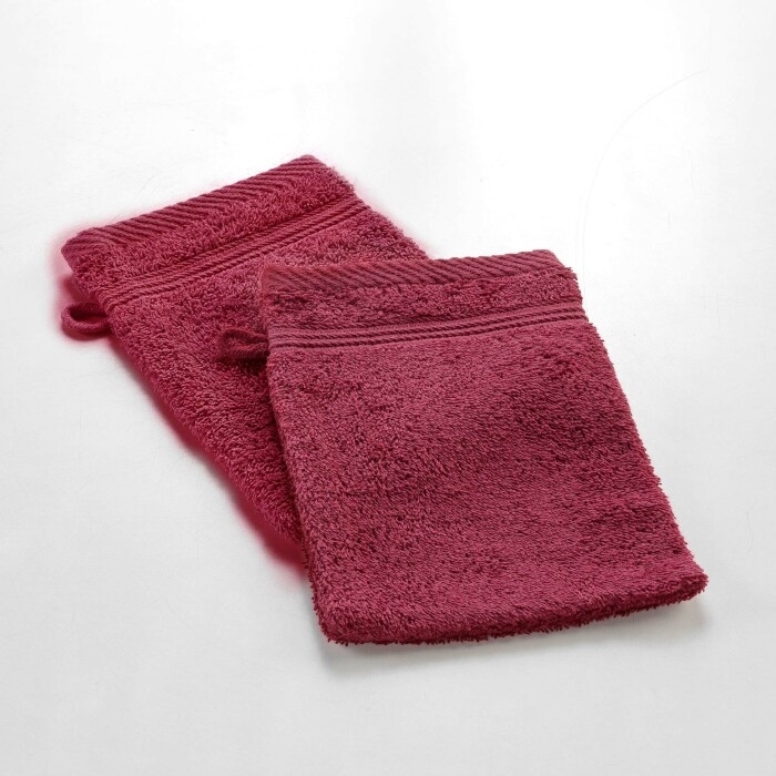 2 gants de toilette 15 x 21 cm eponge unie tendresse Rubis