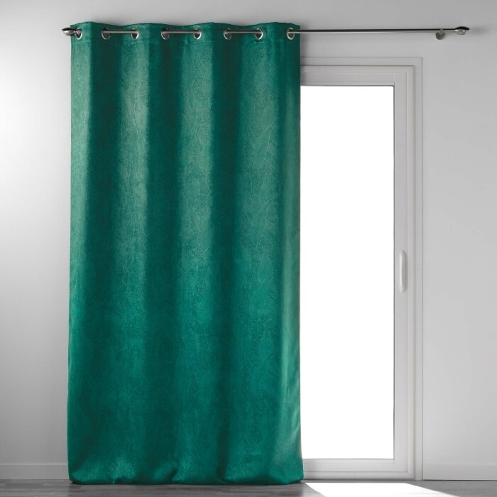 Rideau grande hauteur 135 x 280 cm occultant velours frappé Melodie Vert