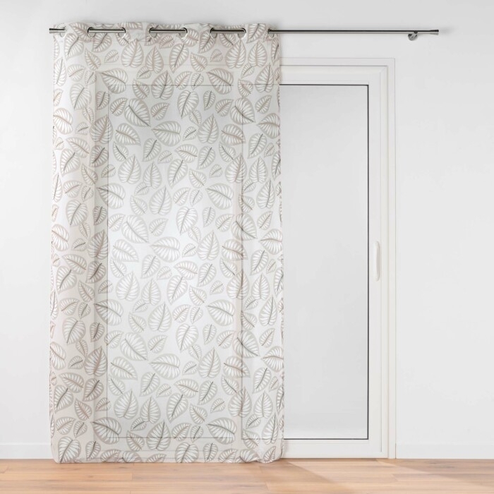 Voilage a oeillets 140 x 240 cm voile sablé imprimé Alma Naturel