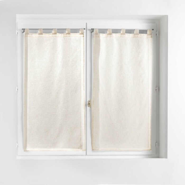 Paire de panneaux droits 2 x 60 x 160 cm – Effet lin tissé Norine – Voilage à passants