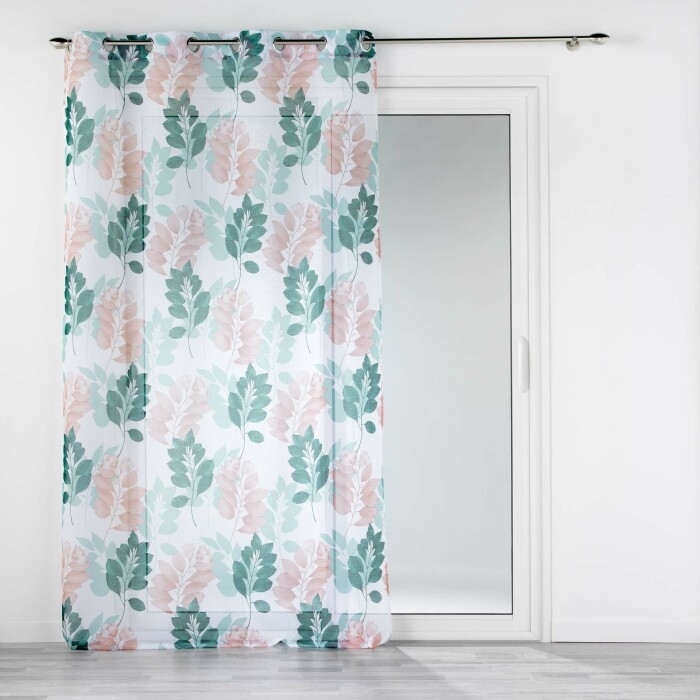 Panneau a oeillets 140 x 280 cm voile sable imprime belline Blanc/emeraude