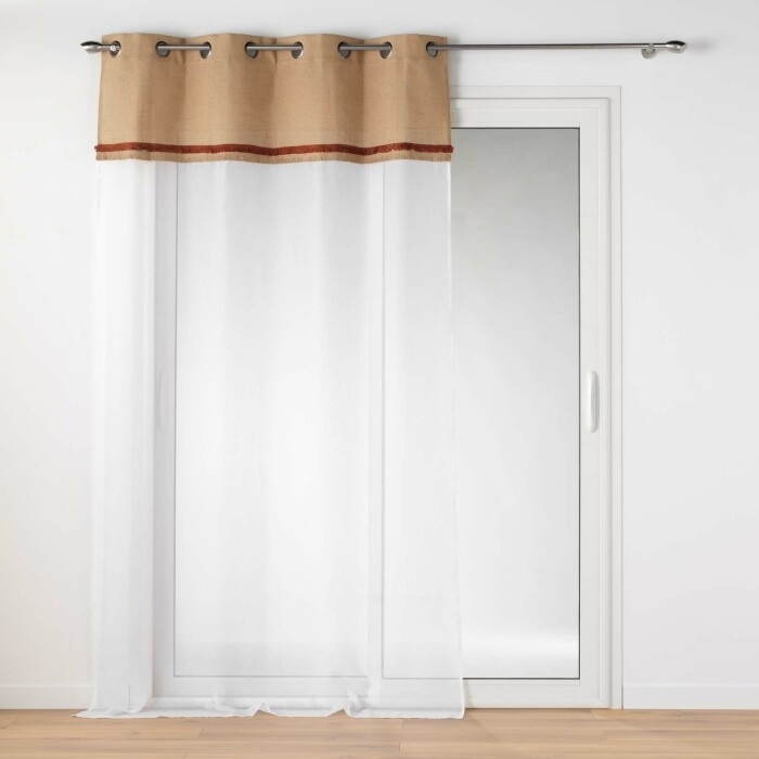 Voilage a oeillets 140 x 240 cm voile sablé + jute Malory Terracotta