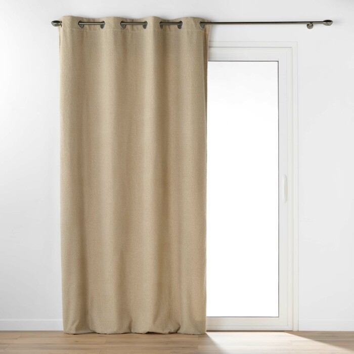 Rideau à Œillets 140 x 240 cm – Bouclette Unie – Wooly Beige