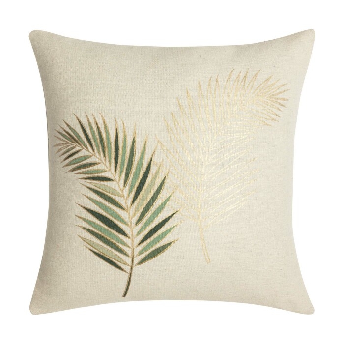 Coussin déhoussable 45 x 45 cm Polycoton imprimé métallisé ISADORA Sauge