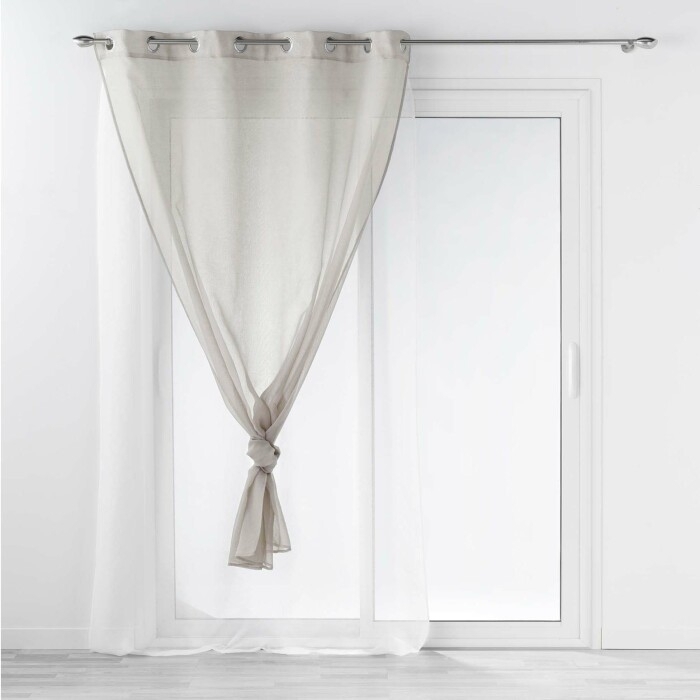 Voilage a oeillets 140 x 240 cm voile double sable duetto Gris/blanc