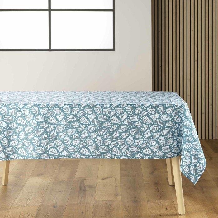 Nappe rectangle 140 x 240 cm microfibre imprimee divany Petrole