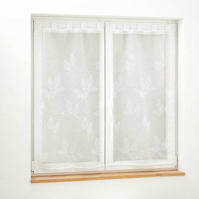 Paire droite passants 2 x 60 x 90 cm voile sable brode berry Blanc