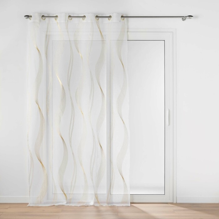Voilage a oeillets 140 x 240 cm voile sablé imprimé metallisé Elona Or