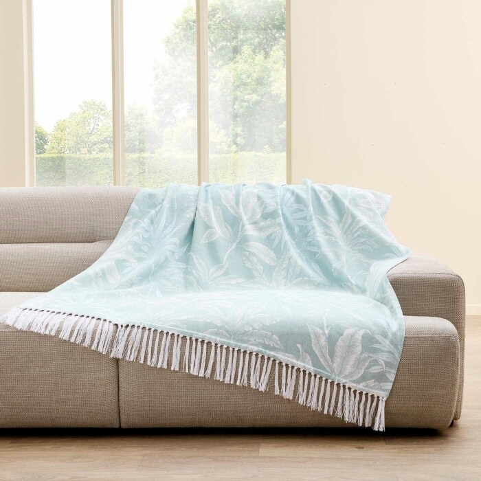 Plaid à franges 125 x 150 cm – Coton/Polyester Imprimé Hera