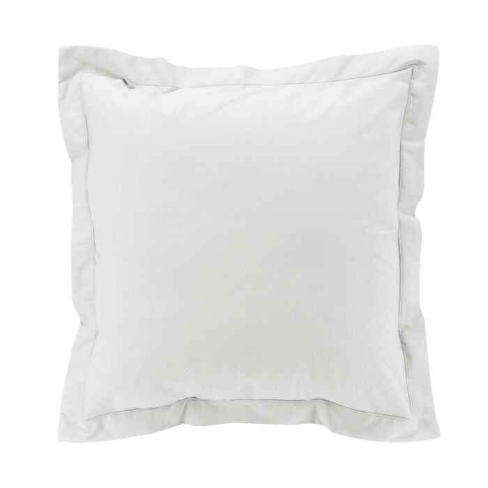 Taie d’oreiller 63 x 63 cm en percale Blanc – Volant plat & point bourdon