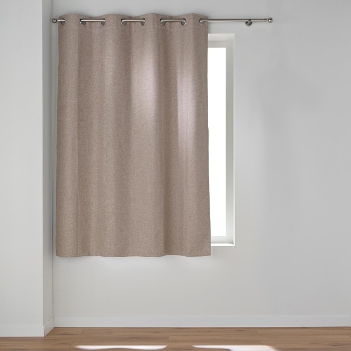 Rideau a oeillets 140 x 180 cm 100% occultant thermique Crepuscule Beige