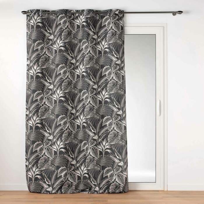Rideau tamisant 140 x 260 cm polyester imprimé Cabana Noir