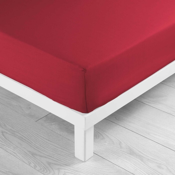 Drap housse 1 personne 90 x 190 cm uni 57 fils lina Marsala